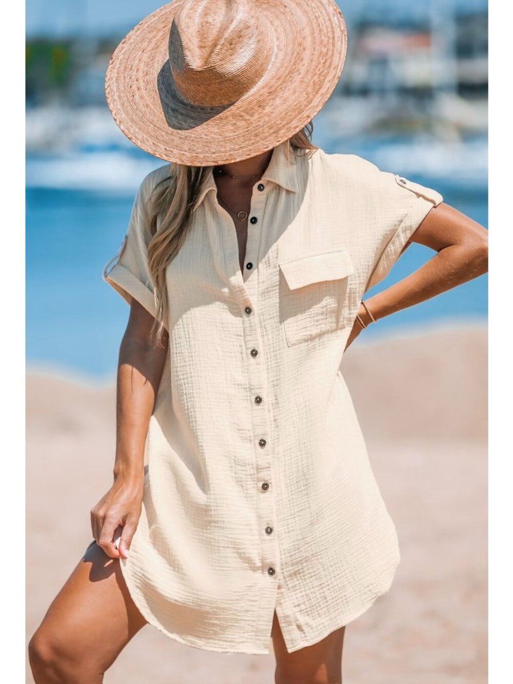 NWT Cupshe Collared Front Button Mini Dress - Size: Medium